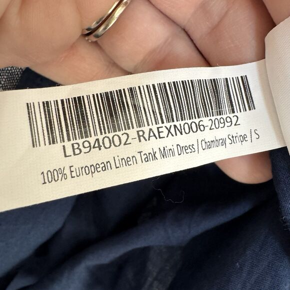 Quince European Linen Tank Mini Dress Size Small Chambray Striped Blue Pockets - Picture 12 of 12